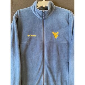 Columbia Mens West Virginia University WVU Fleece Jacket Blue Full Zip Large